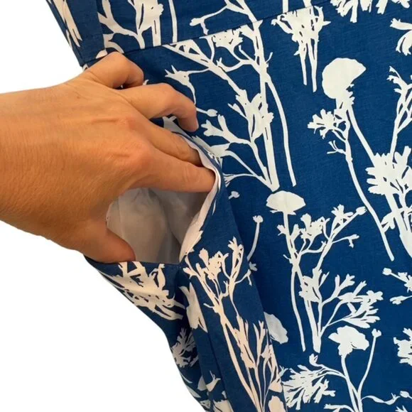 Kate Spade Saturday Blue White Floral Poppy Faux Wrap Size 4 - Picture 4 of 5